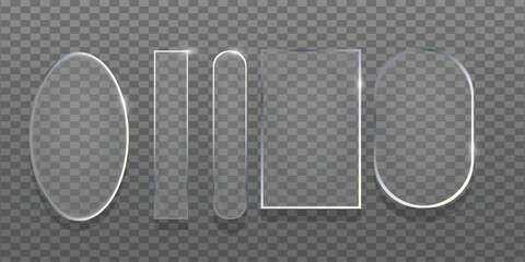 Collection of transparent geometric shapes glass objects acrylic and crystal forms vector