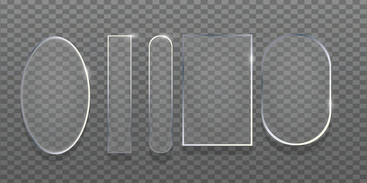 Collection of transparent geometric shapes glass objects acrylic and crystal forms vector