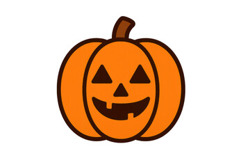 Halloween jack-o-lantern pumpkin cartoon icon illustration with carved spooky face on transparent background