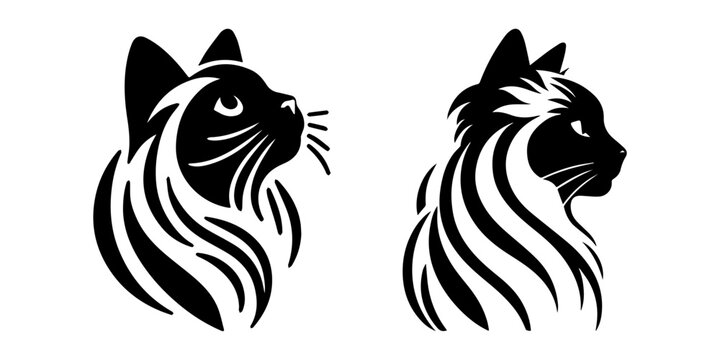 Artistic cat silhouette design elegant feline profile decorative animal illustration.