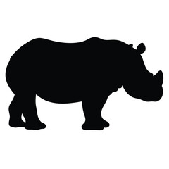 Fototapeta premium Black silhouette of a rhino vector illustration for wildlife and desert themes