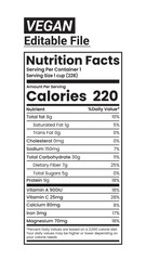 Fototapeta premium Vegan Nutrition Facts Level