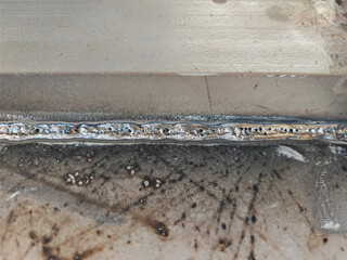 Porosity or Cluster Porosity in Welded, Defect of Welding with Process Flux Cored Arc Welding (FCAW).