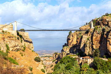 View of the Mellah Slimane bridge across the river Rhumel in the city of Constantine. Republic of Algeria