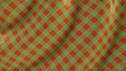 Horizontal abstract 3D Merry Christmas Xmas holiday festive winter december celebration Noel seasonal background orange green sage olive gift wrapping paper texture pattern plaid tartan gingham