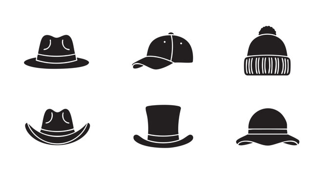 Black and White Image of Fedora Hat and Cowboy Hat Silhouettes