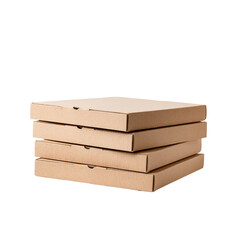 Stack of empty cardboard pizza boxes ready for reuse or disposal isolated on a dark surface