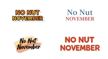 No Nut November lettering designs in various styles and colors  