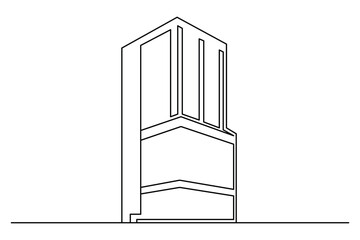 Modern office building continuous line drawing minimal city architecture design