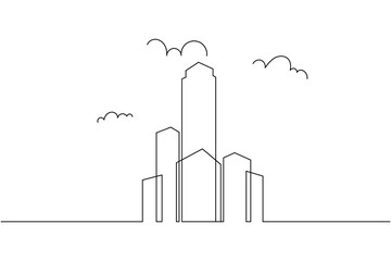 Modern office building continuous line drawing minimal city architecture design