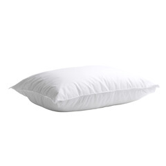 Plump white pillow isolated on a dark studio background for comfort and sleep