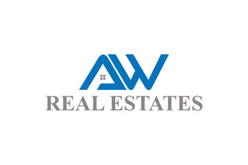 AW Real Estate Simple Logo Design Concept