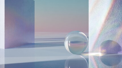 Digital art piece that appears to be a 3d rendering. it has a futuristic and abstract design with a combination of blue, pink, and purple colors.