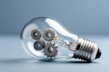 Light bulb with gears representing innovation and creativity in technology and design