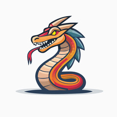 Obraz premium Colorful Cartoon Dragon with Sharp Teeth and Tongue