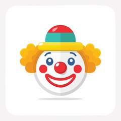 Obraz premium Colorful Cartoon Clown Face with Red Nose and Smile