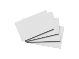 Stack of blank white business cards isolated on transparent background, perfect for showcasing your brand or design with clean and modern look