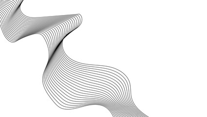 Wavy line with digital future technology concept background, wave lines pattern on white background vector in concept of technology, abstract black wave line banner template.