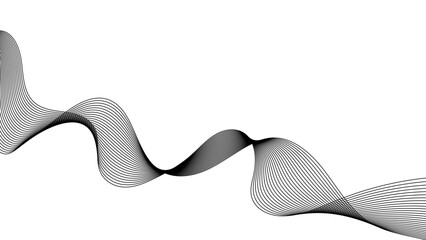 Wavy line with digital future technology concept background, wave lines pattern on white background vector in concept of technology, abstract black wave line banner template.