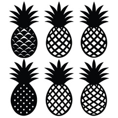 Pineapple Silhouette Vector Icon Set