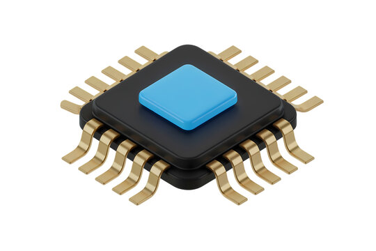 3d icon illustration of central processing unit (CPU). Isolated on transparent background, png