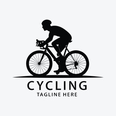 Minimalist Cyclist Silhouette Logo Design
