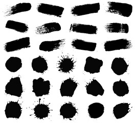 Black Blots Big Set Isolated White