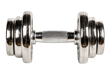 Shiny Silver Dumbbell Isolated on White Background for Fitness Enthusiasts