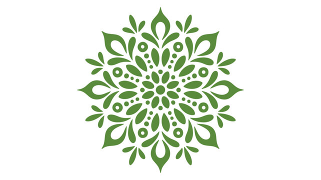Green floral mandala design abstract geometric ornament decorative pattern element vector