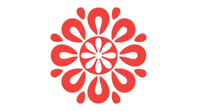 Red floral mandala pattern logo design vibrant abstract geometric symmetry decoration vector