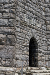 skytop tower brick monument at the top of a ridge in the shawangunk mountains gunks upstate new york new paltz famous hiking destination