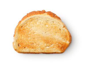 white crusty bloomer toasted slice with shadow isolated on transparent background