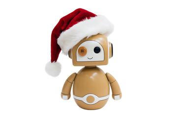 Adorable Robot with Santa Hat Spreading Holiday Cheer with its Cute Design