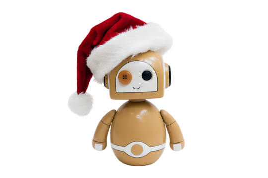 Adorable Robot with Santa Hat Spreading Holiday Cheer with its Cute Design