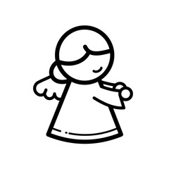 Cute christmas angel line vector icon