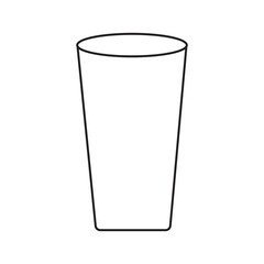 Simple minimal black outline illustration of empty drinking glass