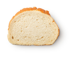 white crusty bloomer sliced bread with shadow isolated on transparent background