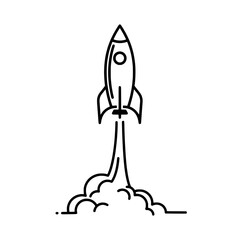 Rocket Ship Launching into the Sky Illustration