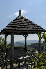 scenic view of shawangunk ridge mountain hazy landscape from mohonk preserve sky top tower hiking trail beautiful blue hills glacial rock