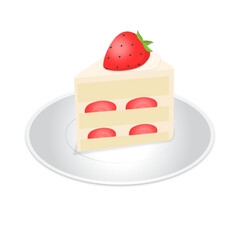 Sweet Strawberry Tiramisu Cake Flat Vector Illustration