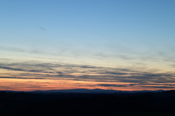 beautiful sunset over the czech mountain jeseniky, Praded, Silesia