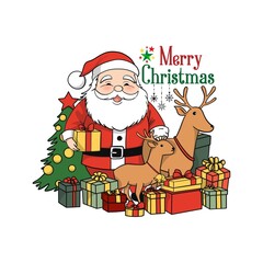 Merry Christmas Cartoon Icon, Merry Christmas Sticker gift box - 1