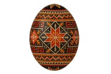 Pysanka easter egg with traditional ukrainian folk art patterns, celebrating spring, fertility, and renewal on transparent background