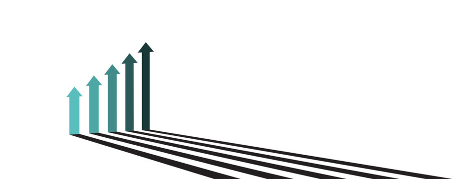 Business growth success graph with rising arrows underneath shadows