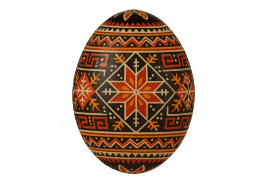 Pysanka easter egg with traditional ukrainian folk art patterns, celebrating spring, fertility, and renewal on transparent background - Powered by Adobe
