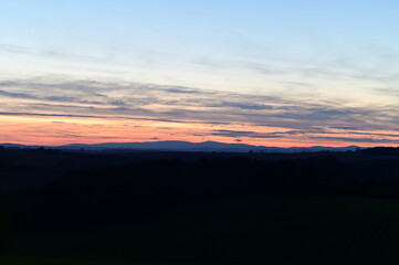 Fototapeta premium beautiful sunset over the czech mountain jeseniky, Praded, Silesia
