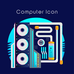 computer Logo design, technology simple logo