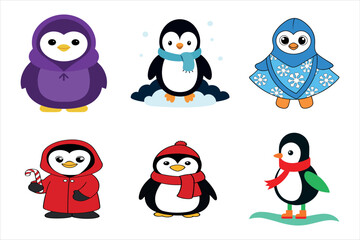 set of funny penguins