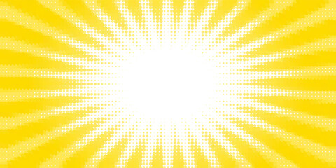 Obraz premium Yellow background of the Book in comic style pop art superhero. Pop art yellow comics book cartoon for comic superhero text, speech bubble, message.