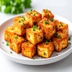 Fried Tofu on a Plate